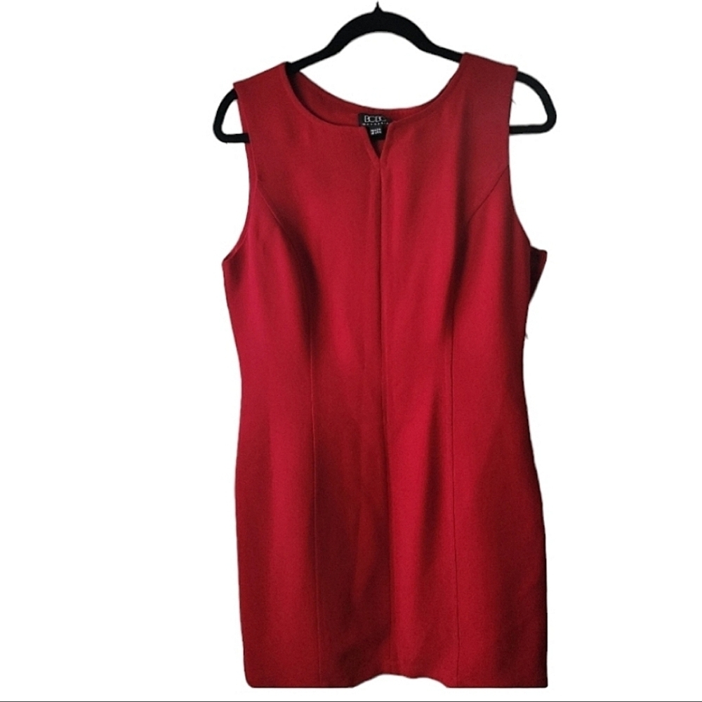 BCBG Maxazria Womens Red Sleeveless Sheath Dress. Sz 12 Office Preppy Wedding - Picture 2 of 6